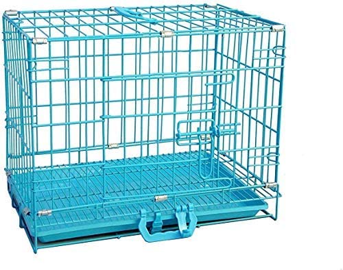 RvPaws Dog Cage - Powder Coated, Single Door Folding Metal Cage/Crate/Kennel with Removable Tray and Paw Protector for Dogs, Cats and Rabbits (Blue, 18 Inch)
