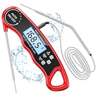 CIRYCASE Termometro Cucina, Termometro Barbecue a Lettura Rapida & Precisa con Sonda Addizionale a Filo da 102cm, Display LCD con Controluce Termometro Forno con Magnete per Forno, BBQ, Carne, ecc