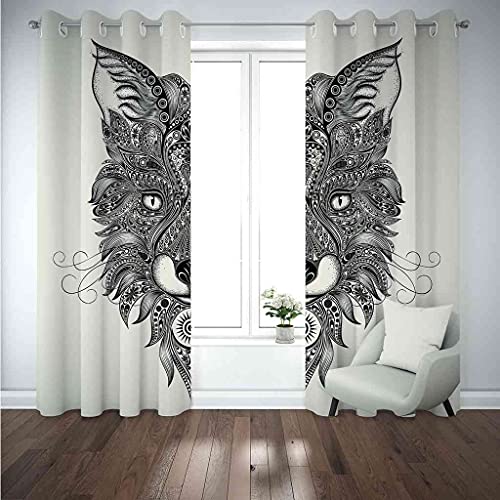 Rideaux à oeillets 100% polyester isolants rideaux occultants loup 3D - 5