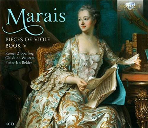 Pieces de Viole Book V con bajo cifrado claro para interpretación