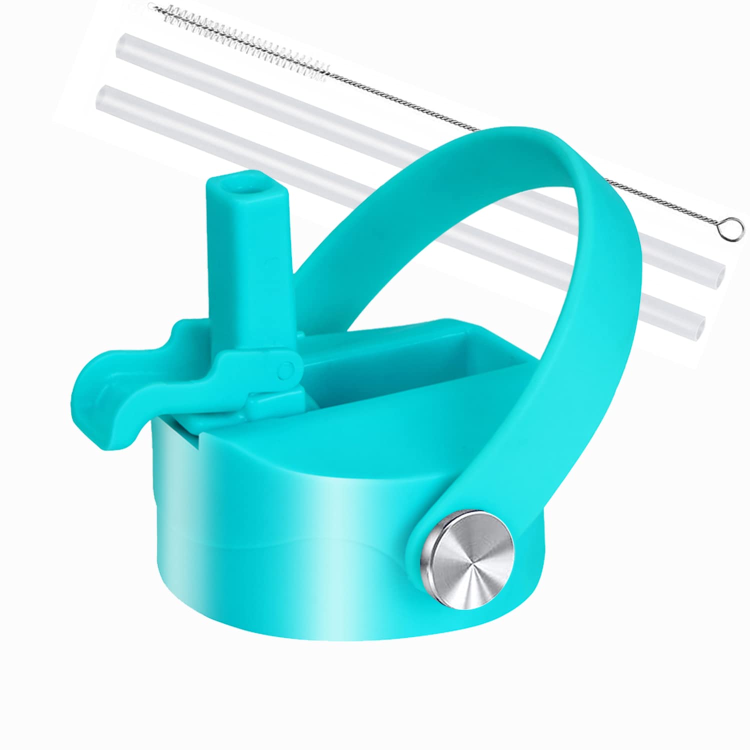 Straw Lid Sport Water Bottle Wide Mouth, Flex Straw Lid Compatible with Hydroflask 12 16 18 20 32 40 64 oz, Replacement Lids and Water Bottle Lid Accessories (Mint)