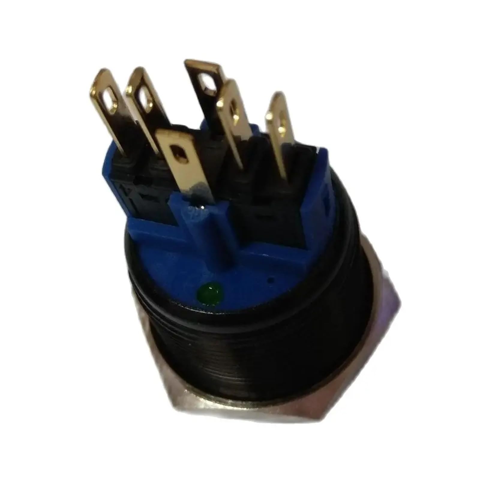 Interruttore a pulsante antivandalo nero con illuminazione ad anello da 22 mm, 1 pezzo(A,1NO1NC Latching,LED voltage 220V)