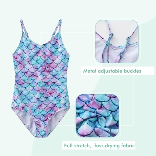 Image of Girls One Piece Swimsuits Mermaid Bathing Suits Summer Swimsuit 2-14 Years