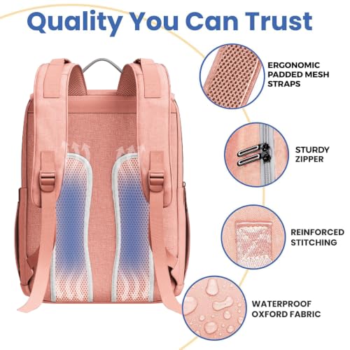 Image of PILLANI Baby Diaper Bag Backpack - Diaper Bags for Baby Girl - Baby Shower Gifts for Girls - Large Waterproof Diaper Backpack - Pink Diaper Bag & Cute Baby Bags for Girls w /Portable Changing Pad, Pink