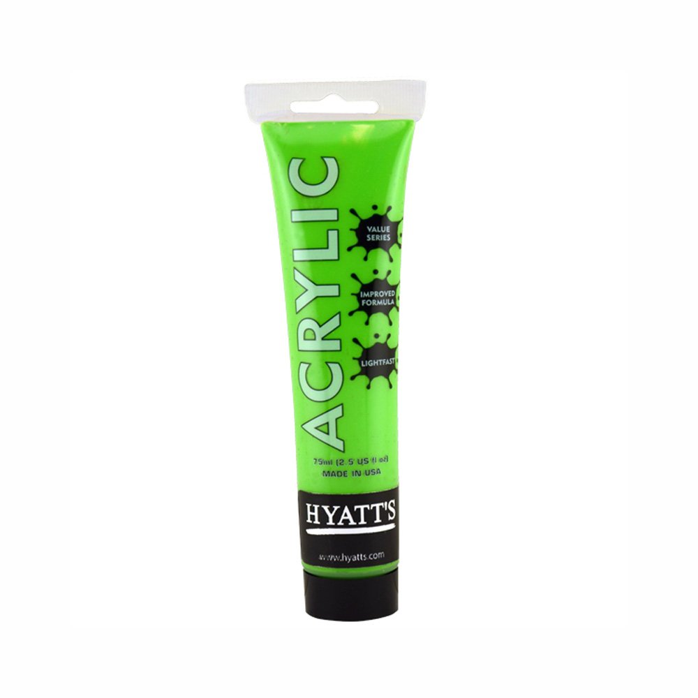 Hyatt's Bright Yellow Green Acrylic Paint - 75 Ml Tube, Artist Grade, High Pigment, Quick Drying, Non-Toxic