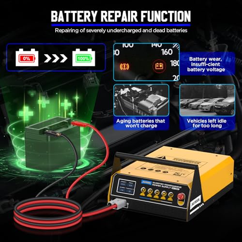 AUTOOL Flash Reprogramming Power Supply 150A, Car Battery Charger with Battery Maintainer Mode, Adjustable Charging Current Voltage, for Lead-Acid Battery