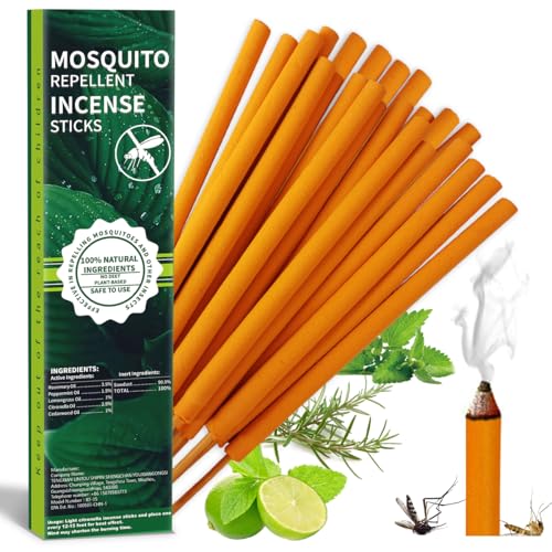 Extra Large Mosquito Repellent Sticks 24 Pack, Natural Citronella Oil Outdoor Patio Indoor Use Long-Lasting 2-Hour Burn Time, Insect & Pest Repellers