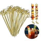 1000 Pcs 6Inch Bamboo Cocktail Picks for Drinks 6 Inch Bamboo Skewers Cocktail Toothpicks for Appetizers Food Picks Cocktail Sticks with Looped Knot for Barbecue Snacks Events Party