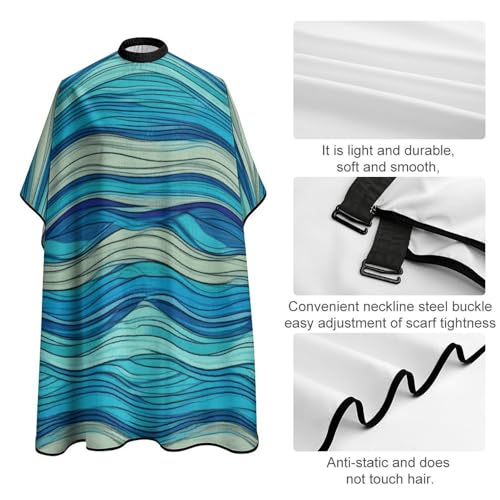 Capa para cortar cabello unisex con patrón de rayas océano miniatura 4