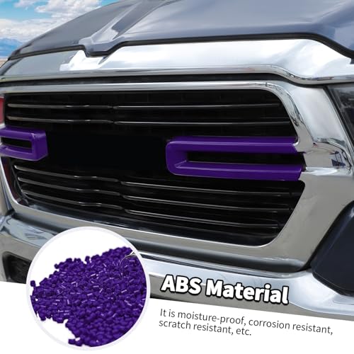 Image of Jimen Compatible with Dodge Ram 2018-2025, 2PCS Front Grille Cover Exterior Trim Accessories (Purple)