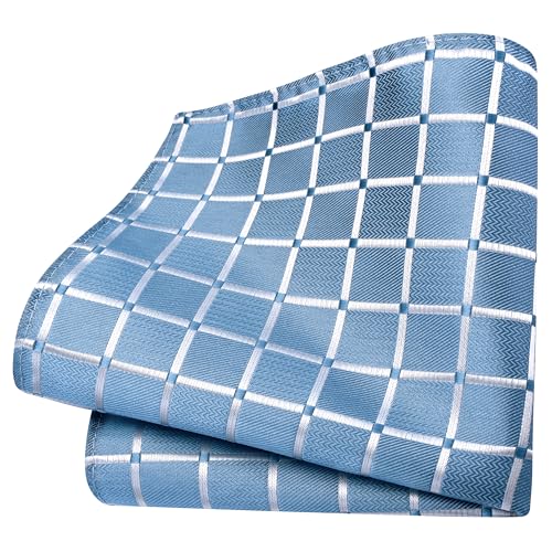 Image of GUSLESON 3.15 inch(8cm) Mens Tie and Lapel Pin Plaid Checkered Necktie Hankerchief Cufflinks Set for Men