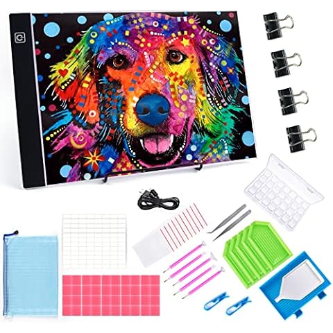 YRYM HT A4 LED Light Pad for Drawing,Ultra-Thin USB Powered Light Box,Adjustable Brightness Light Board Kit with 5D Painting Tools,Apply to DIY 5D Diamond Painting, Sketching, Designing,Animation Cover