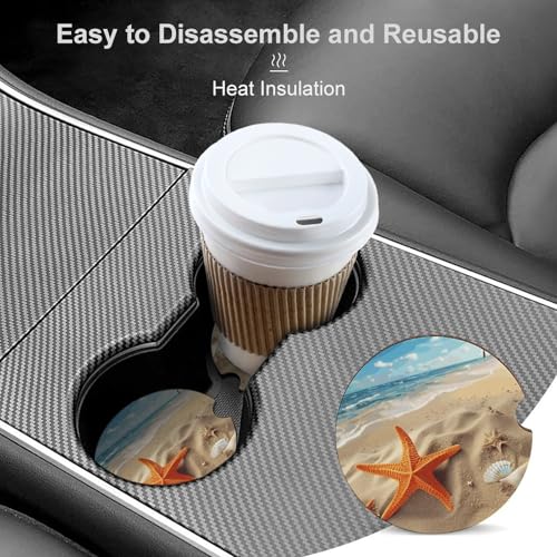Portavasos para Auto de Madera con Diseño Estrella de Mar miniatura 4