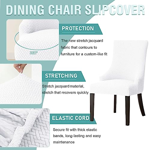 Housse extensible pour fauteuil à oreilles protégeant des taches en jacquard blanc