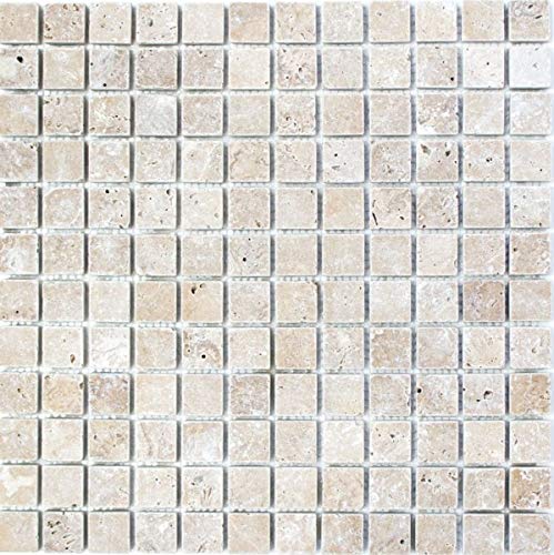 Piastrelle a mosaico, travertino, pietra naturale, noce Noca, antico, travertino MOS43-44023
