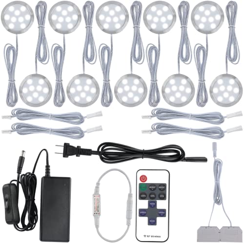 Meigour Hardwired Under Cabinet Lighting Kit, LED Under Counter Puck Lights, 120V Electric Wall Plug...