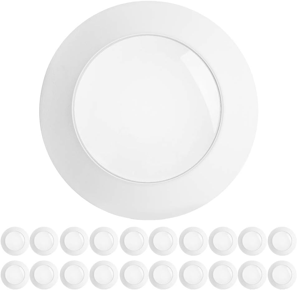 FREELICHT 20 Pack 5/6" LED Disk Light, Dimmable Led Flush Mount Ceiling Light, 15W=120W, 1100LM 4000K, Installs into Junction Box or Recessed Can, ETL