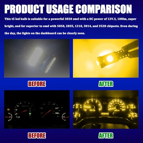 20 unidades de bombillas LED T5 74 para tablero de auto miniatura 6