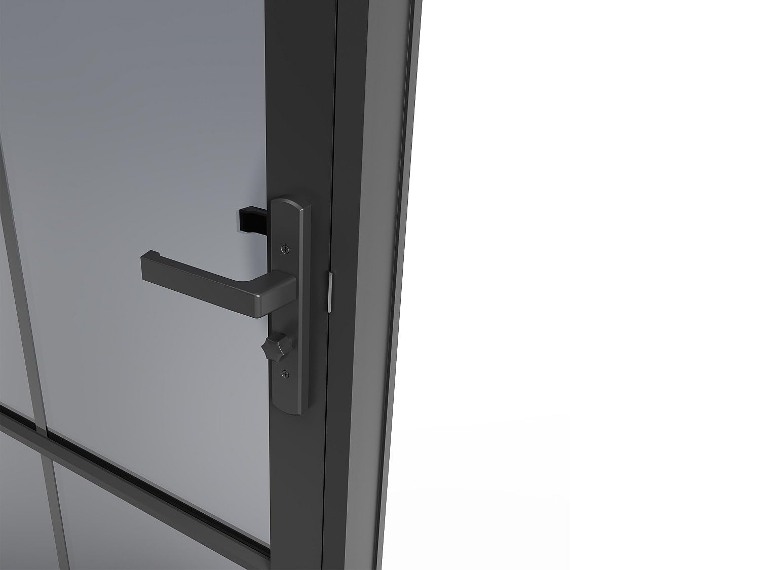 Vente-unique Juego de puerta reversible - aluminio y cristal templado - 204 x 73 cm - negro - SEROTO