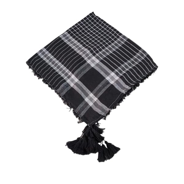 The Flying Tree Men Pure Cotton Arab Shemagh Neck Wrap Scarf | Arafat Keffiyah Desert Head Scarf | Check pattern army military scarf for all seasons | Multipurpose Head neck Scarf