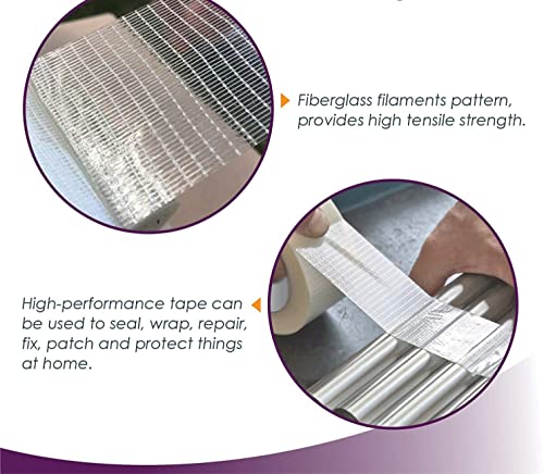 Image of ISAN Cross Filament Strapping Tape, 144mm(6 inch Approx) X 25Mtr (1 Pc) | Strong Transparent Fiberglass Reinforced Tape, PilferProof for Crack Repair, Cricket Bat, Heavyduty Sealing, Binding, Packing