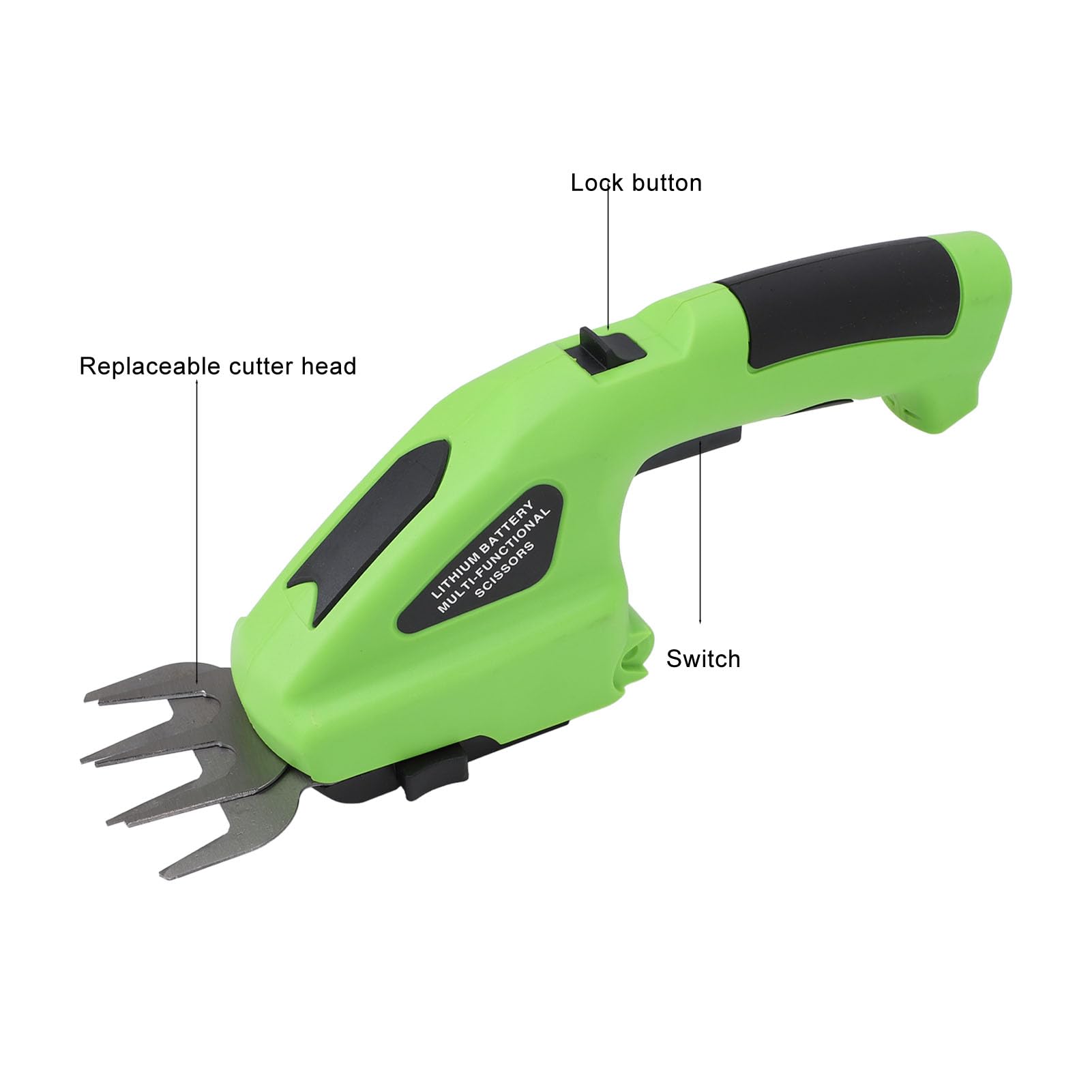 Akku-Heckenschere, 4-in-1-Grasschere und Strauchschneider, Tragbare Elektrische Strauchgrasschere aus Legiertem Stahl mit Wiederaufladbarem Akku und USB-Kabel für Gartenrasen