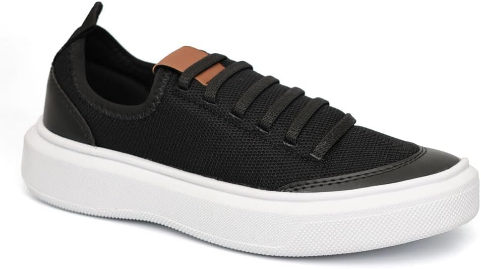 Ed Shoes Tênis Casual Masculino, Slip On Loafer, Sola Reta, Disponível em Preto e Branco, Estilo Contemporâneo para Uso Diário