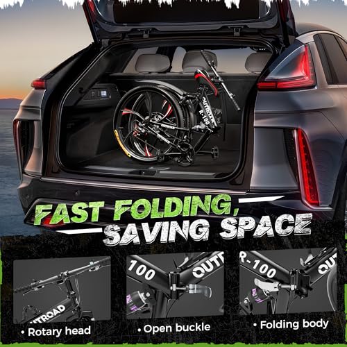 Outroad 26 Inch Folding Mountain Bike, 21 Speed Full