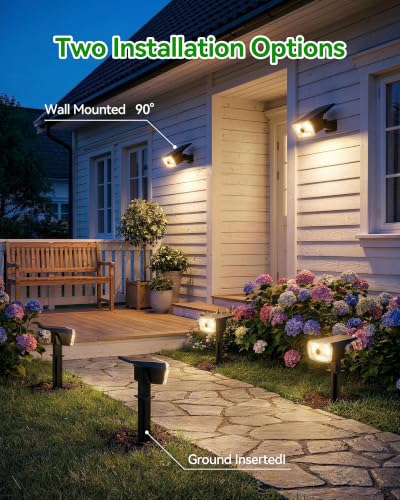 TECKNET Solar Lights Outdoor Waterproof, Solar Spot Lights, 108 LED, 6 Pack - image 5