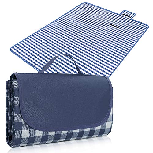 Rantizon Picnic Blankets, 200 x 220 cm Waterproof Picnic Rug Folding Large Picnic Blankets Compact Picnic Mat Lightweight Picnic Blankets with Waterproof Backing Yellow Gingham Picnic Blanketâ€¦