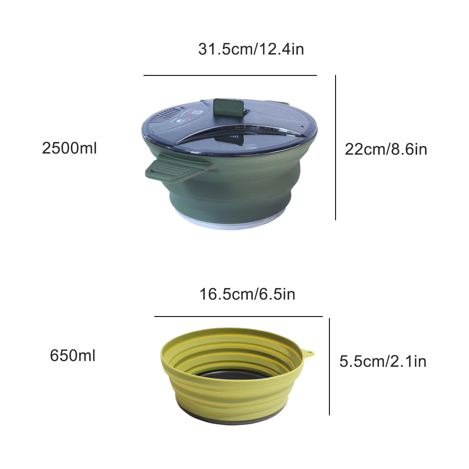 Pentole e padelle da campeggio – Set di pentole pieghevoli da campeggio, in acciaio , in silicone, resistente al calore, stabile, per stoviglie, viaggi, viaggi, cucina, Woh