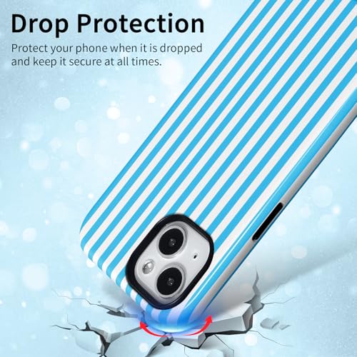 Coque iPhone 15 Plus esthétique bleue à rayures style urbain quotidien