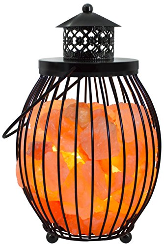 Gadgy ® Lampe en Cristal de Sel de l’Himalaya Panier Métal | 17,5x17,5x27 cm Variateur | Sculptée à la Main | Cristaux de Roche Rose | Naturelle & Thérapeutique | Lampe Table Chevet