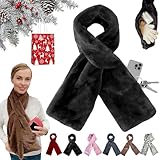 Faux Fur Pull Through Scarf with Hidden Zipper Pocket for Women Men Soft Cozy Warm Winter Pocket Scarf for Hands-Free Storage Phone & Valuables