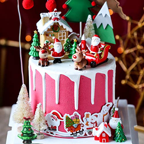 Justdolife E6AE3226D0D10TUDD Christmas Micro Landscapes:20 Pack Xmas Miniature Figurines Santa Claus Snowman Christmas Tree Reindeer Gifts Mini Resin Landscape thumb #3
