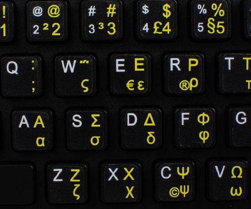 Pegatinas de teclado griego con letras amarillas para laptop miniatura 3