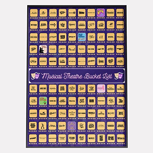 100 Musical Theater Shows Scratch Off Poster - Gift for Musical Theatre Fans & Broadway Lovers -...