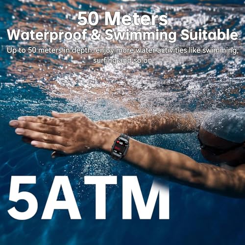 Image of OUKITEL BT20 Military Smart Watches for Men(Answer /Make Calls), 1.96'' Fitness Smart Watches for Android /iPhone, Waterproof Smart Watch with Blood Pressure /Heart Rate /100+ Sport Modes, Watches for Men