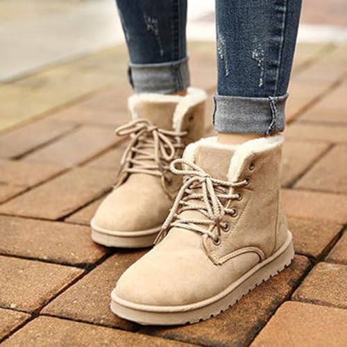 [HIFEOS] スノーブーツ レディース ショットブーツ 冬 滑り止め 通学 通勤 柔らかい 雪対応防寒 保温 綿靴 カジュアル 女性用 疲れない ボア付き 保温 23.0cm 暖かい カーキ 滑らない おしゃれ 可愛い ファッション 低反発 らくちん 3枚目