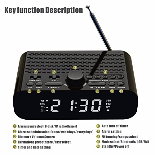 Tbestoacc WITH BLUETOOTH SPEAKER Clock Radio Bluetooth Alarm Clock Radio Fm Radio For Bedrooms, Dual Alarm thumb #2