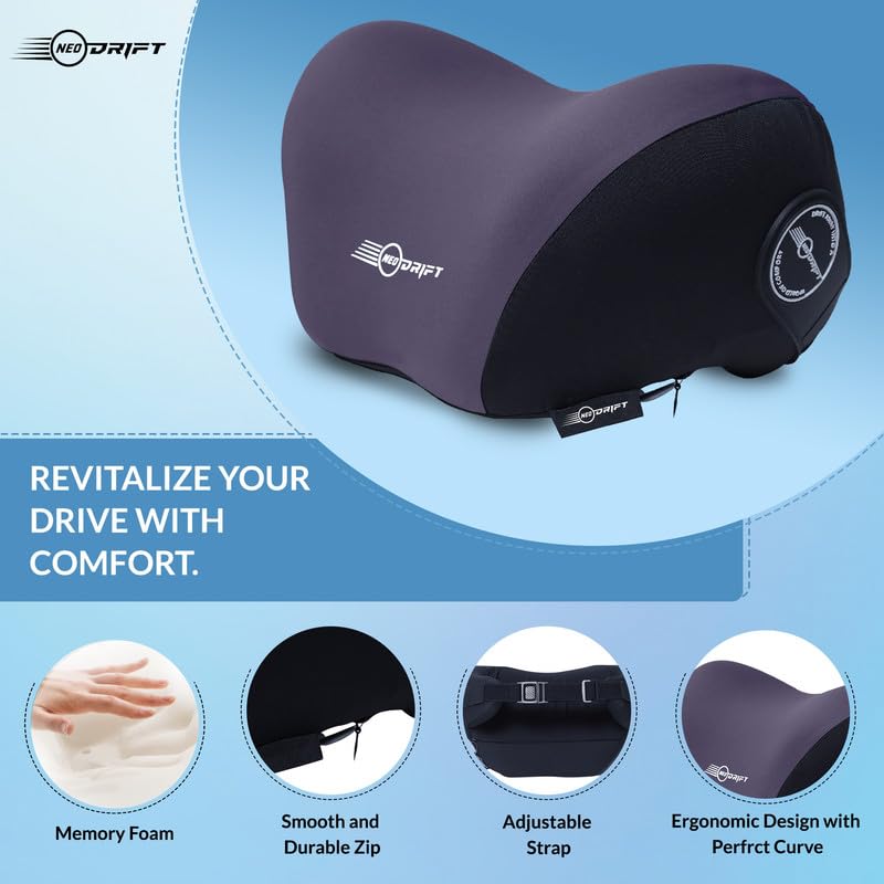Image of Neodrift 'NeckFlow Pro' (Set of 2) | (Color - Rendom) (Neck Rest Cushion Orthopedic Velvet Memory Foam Pillow for Neck, Head, Shoulder Support) Pain Relief for Car