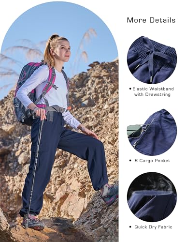 Image of Women's Cargo Pants 28 inch /30 inch Lightweight Quick Dry Casual Travel Pant Streetwear for Work Hiking Outdoor with 8 Pockets