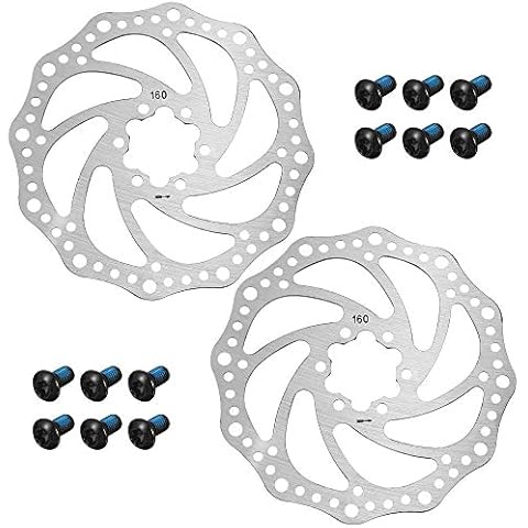 DXLing 2 Pieces 160 mm Bicycle Disc Brake Metal Bicycle Rotors Rotor with 12 Bolts Disc Brake Rotor Universal Disc Rotor Cycling Spacer Bicycle Brake Disc Pad for Road Bike Mountain Bike MTB Cover