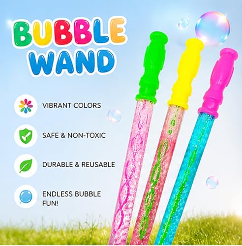 Image of Fratelli Colourful Bubble Wands for Kids - 6 PC Bubble Stick Set | Non-Toxic Bubble Maker Toy | Party Favor Bubble Blower | Outdoor Summer Toy for Boys & Girls | Birthday Return Gifts