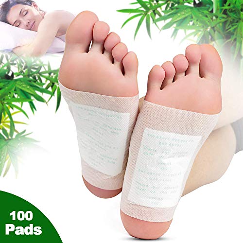 KINDAX 100pcs Cerotti Detox Per Piedi, Cerotti Disintossicante per Rimuovere Tossine, Attivare il Metabolismo, Migliorare la Circolazione, Aumentare l'Energia, Foot Patch 100% Ingredienti Naturali