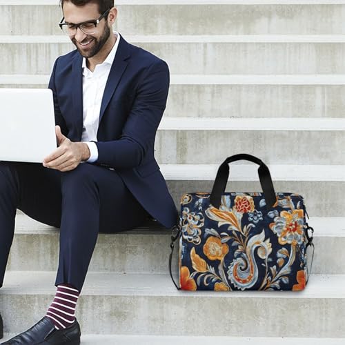 Maletín para portátil con patrón floral Paisley Amarillo y Azul miniatura 3