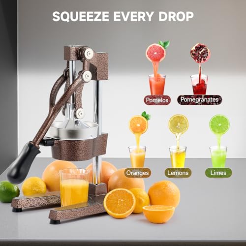 Image of CO-Z Hand Press Juicer Machine, Manual Orange Juicer and Professional Citrus Juice Press for Orange Watermelon Pom Lime Lemon Juice Cocktail, Commercial Lemon Squeezer and Orange Crusher, Copper