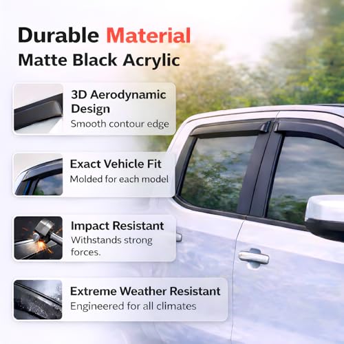 Image of KPY Rain Guards Fit for 2013-2021 Nissan Pathfinder, Out-Channel Window Visors Vent Wind Deflectors 4PC, Car Accessories for 13-21 Pathfinder