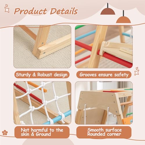 Image of 9-in-1 Indoor Jungle Gym, Natural Wood Kids Playset