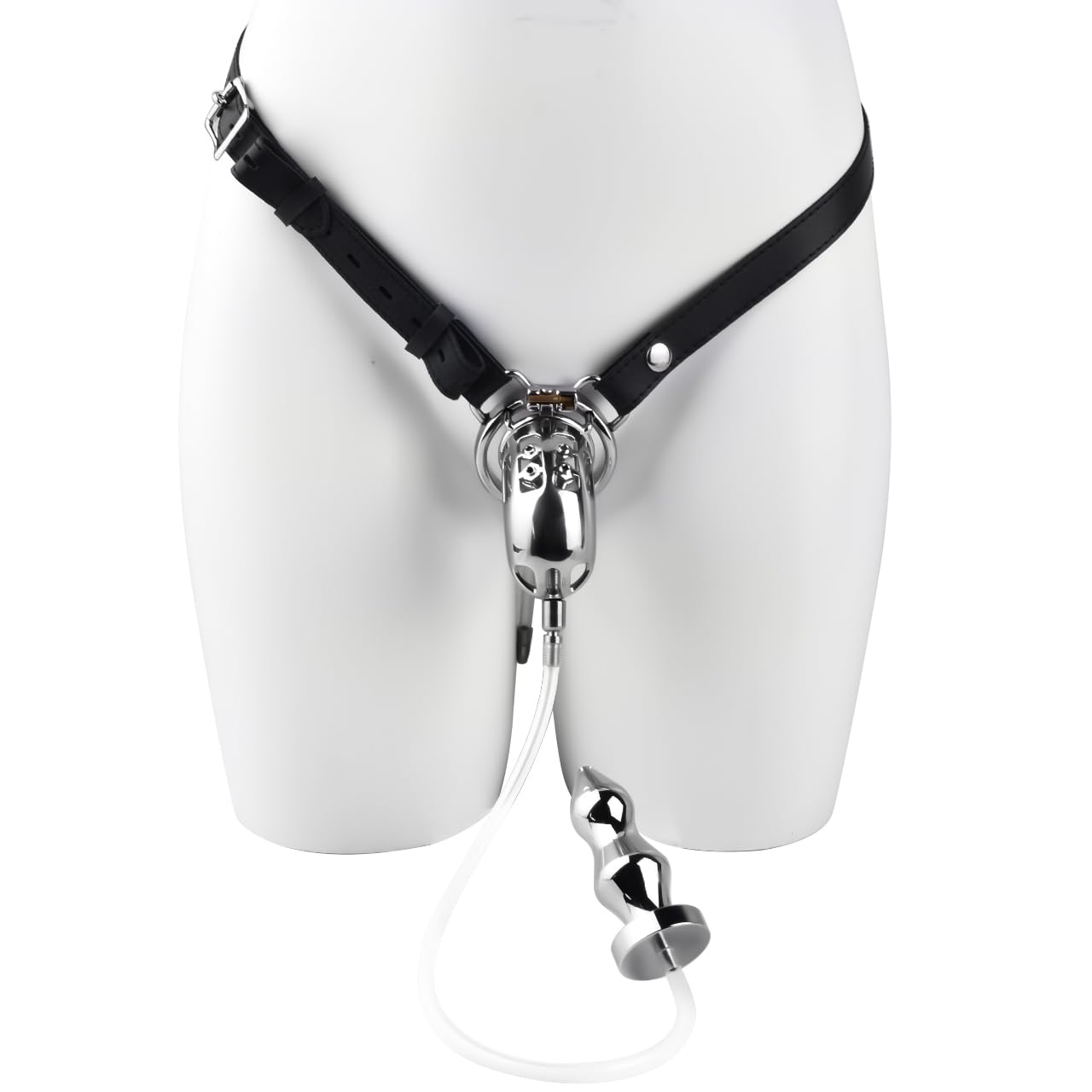 Bondage Masters Chastity Belt with Urine Enema Anal Plug Medical Grade Stainless Steel